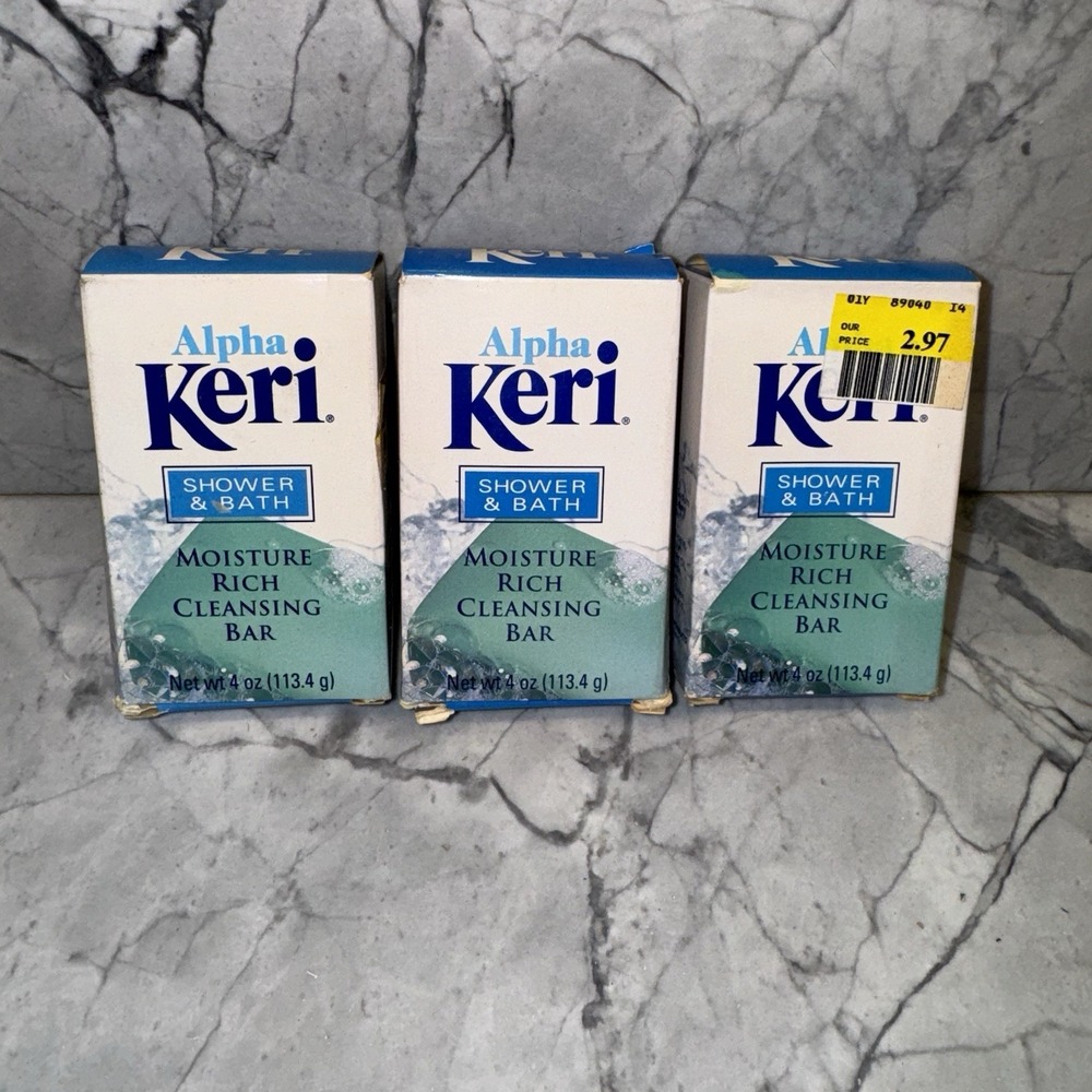 Keri Alpha Shower & Bath Moisture Rich Cleansing Bar Soap Vintage Lot Of 3